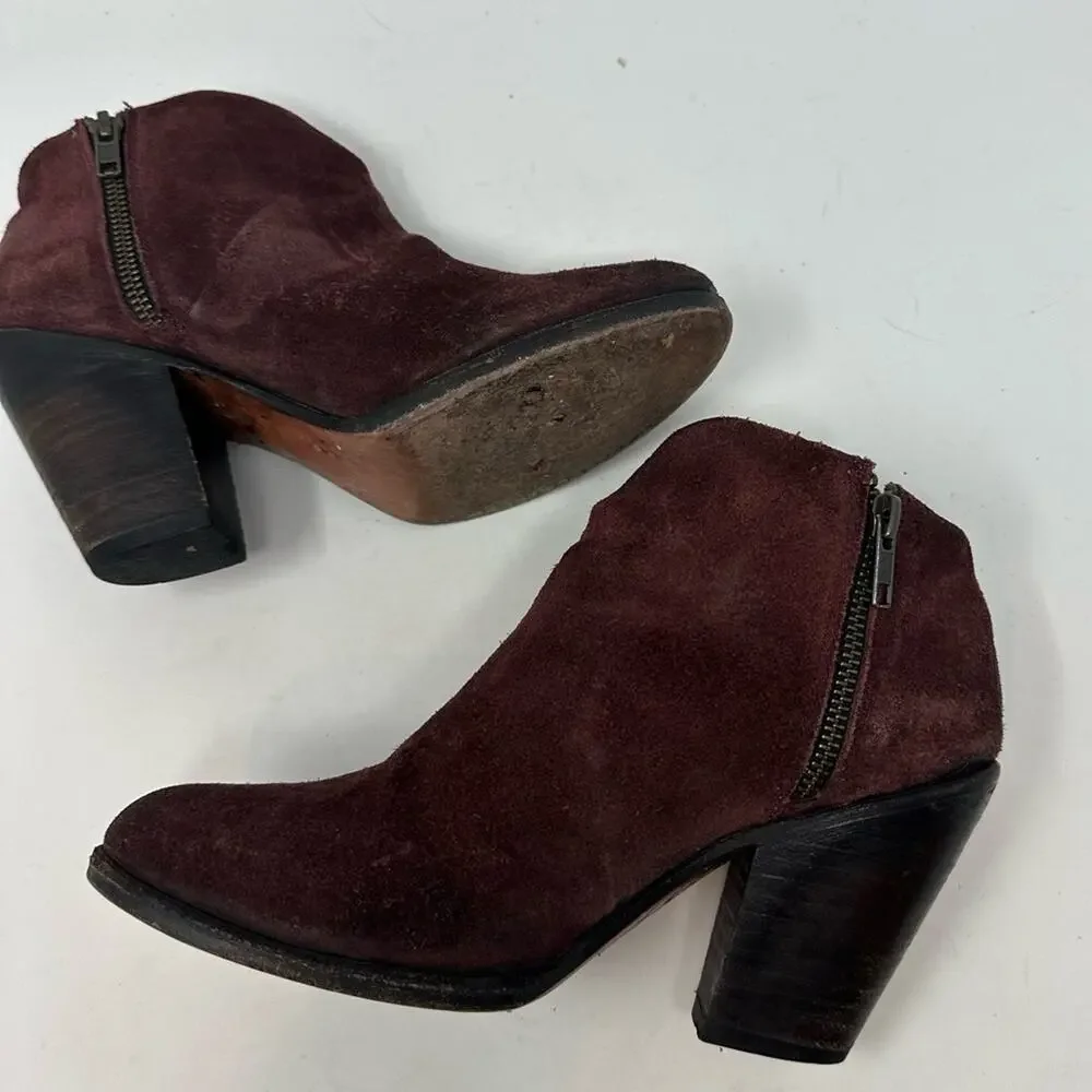 Freebird By Steven Womens Detroit Ankle Boots Booties Burgundy Leather Zip 8